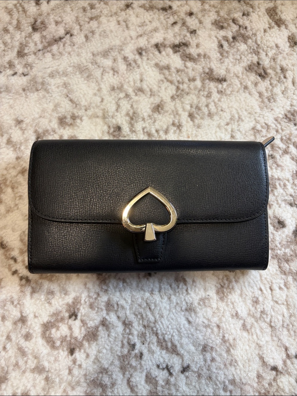 kate spade Black Leather Wallet with Gold Spade Clasp - Picture 2 of 9